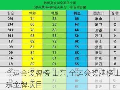 全运会奖牌榜 山东,全运会奖牌榜山东金牌项目