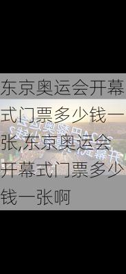 东京奥运会开幕式门票多少钱一张,东京奥运会开幕式门票多少钱一张啊