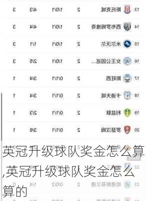英冠升级球队奖金怎么算,英冠升级球队奖金怎么算的