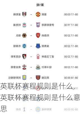 英联杯赛程规则是什么,英联杯赛程规则是什么意思
