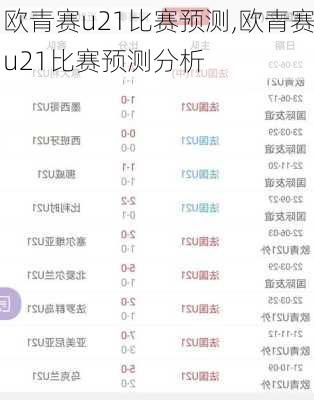 欧青赛u21比赛预测,欧青赛u21比赛预测分析