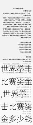 世界拳击比赛奖金,世界拳击比赛奖金多少钱