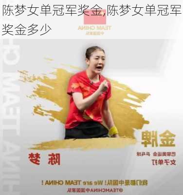 陈梦女单冠军奖金,陈梦女单冠军奖金多少