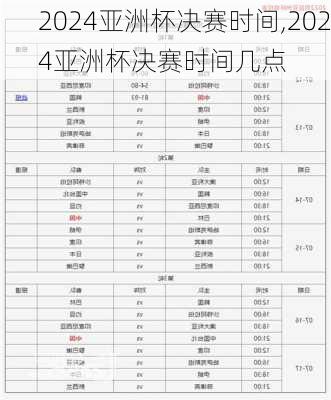 2024亚洲杯决赛时间,2024亚洲杯决赛时间几点