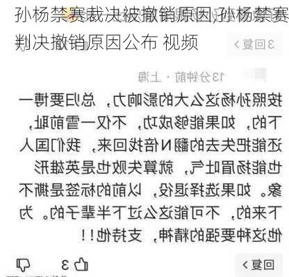 孙杨禁赛裁决被撤销原因,孙杨禁赛判决撤销原因公布 视频