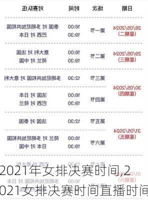 2021年女排决赛时间,2021女排决赛时间直播时间