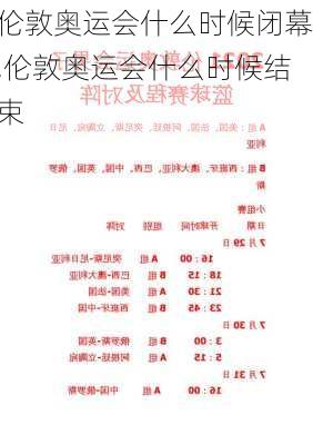 伦敦奥运会什么时候闭幕,伦敦奥运会什么时候结束
