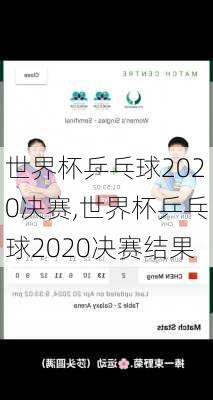 世界杯乒乓球2020决赛,世界杯乒乓球2020决赛结果