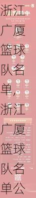 浙江广厦篮球队名单,浙江广厦篮球队名单公布