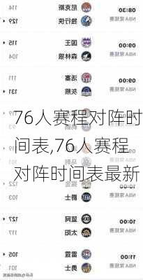 76人赛程对阵时间表,76人赛程对阵时间表最新