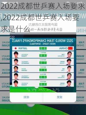 2022成都世乒赛入场要求,2022成都世乒赛入场要求是什么