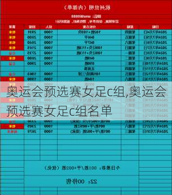 奥运会预选赛女足c组,奥运会预选赛女足c组名单