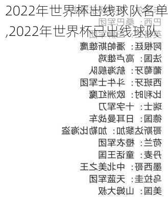 2022年世界杯出线球队名单,2022年世界杯已出线球队