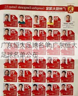 广东恒大足球名单,广东恒大足球名单公布