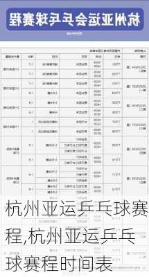 杭州亚运乒乓球赛程,杭州亚运乒乓球赛程时间表