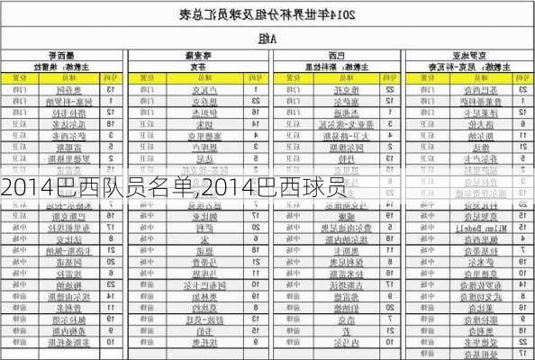 2014巴西队员名单,2014巴西球员