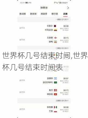 世界杯几号结束时间,世界杯几号结束时间表