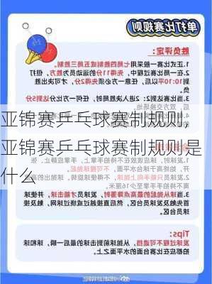 亚锦赛乒乓球赛制规则,亚锦赛乒乓球赛制规则是什么