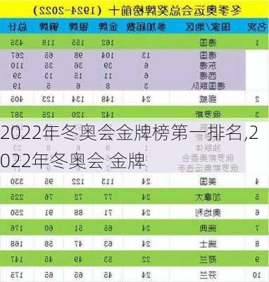 2022年冬奥会金牌榜第一排名,2022年冬奥会 金牌