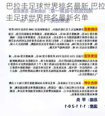 巴拉圭足球世界排名最新,巴拉圭足球世界排名最新名单