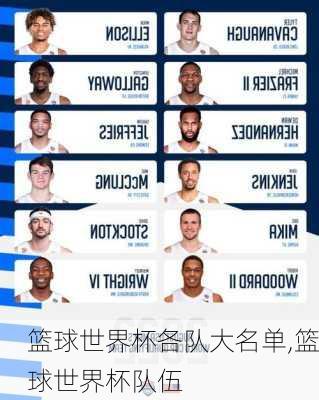 篮球世界杯各队大名单,篮球世界杯队伍