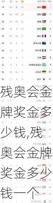 残奥会金牌奖金多少钱,残奥会金牌奖金多少钱一个