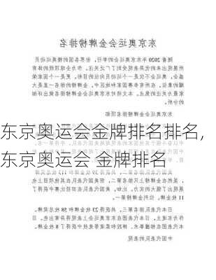 东京奥运会金牌排名排名,东京奥运会 金牌排名