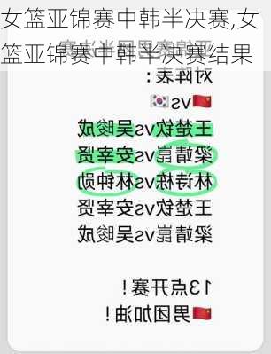 女篮亚锦赛中韩半决赛,女篮亚锦赛中韩半决赛结果