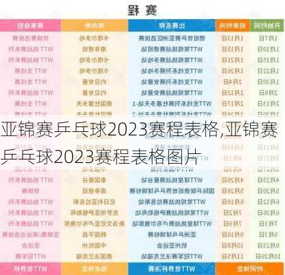 亚锦赛乒乓球2023赛程表格,亚锦赛乒乓球2023赛程表格图片