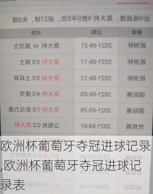 欧洲杯葡萄牙夺冠进球记录,欧洲杯葡萄牙夺冠进球记录表