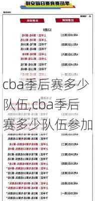cba季后赛多少队伍,cba季后赛多少队伍参加