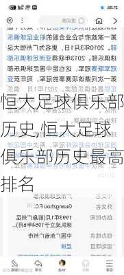 恒大足球俱乐部历史,恒大足球俱乐部历史最高排名