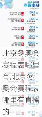 北京冬奥会赛程表哪里有,北京冬奥会赛程表哪里有直播的