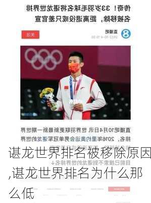谌龙世界排名被移除原因,谌龙世界排名为什么那么低