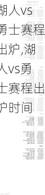 湖人vs勇士赛程出炉,湖人vs勇士赛程出炉时间