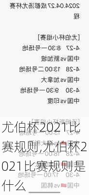 尤伯杯2021比赛规则,尤伯杯2021比赛规则是什么