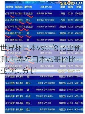 世界杯日本vs哥伦比亚预测,世界杯日本vs哥伦比亚预测分析