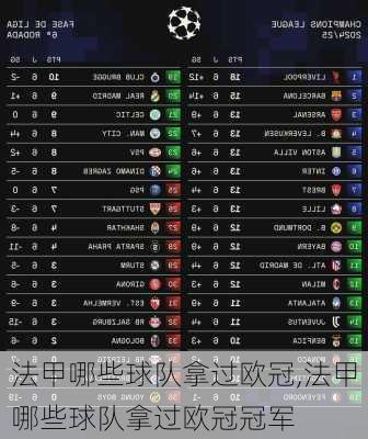 法甲哪些球队拿过欧冠,法甲哪些球队拿过欧冠冠军