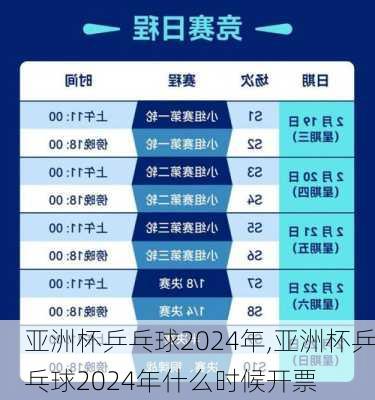 亚洲杯乒乓球2024年,亚洲杯乒乓球2024年什么时候开票