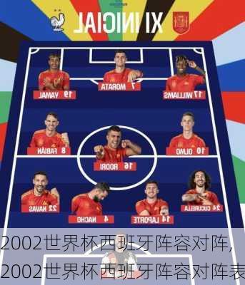 2002世界杯西班牙阵容对阵,2002世界杯西班牙阵容对阵表