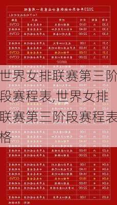 世界女排联赛第三阶段赛程表,世界女排联赛第三阶段赛程表格