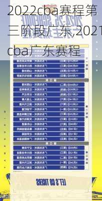 2022cba赛程第三阶段广东,2021cba广东赛程