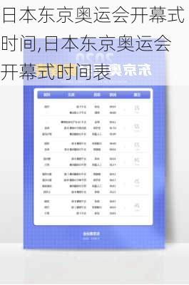 日本东京奥运会开幕式时间,日本东京奥运会开幕式时间表