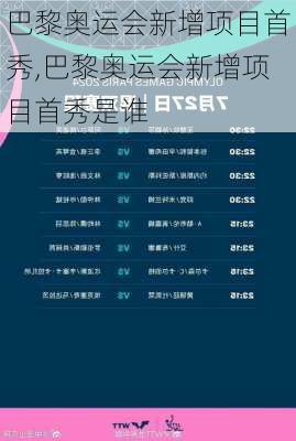 巴黎奥运会新增项目首秀,巴黎奥运会新增项目首秀是谁