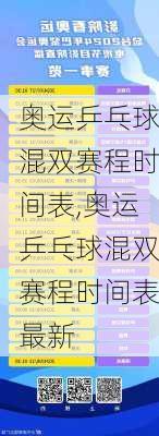 奥运乒乓球混双赛程时间表,奥运乒乓球混双赛程时间表最新