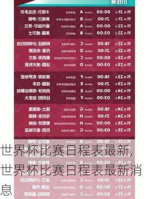 世界杯比赛日程表最新,世界杯比赛日程表最新消息
