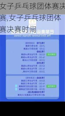女子乒乓球团体赛决赛,女子乒乓球团体赛决赛时间