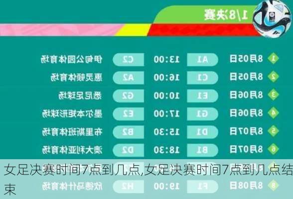 女足决赛时间7点到几点,女足决赛时间7点到几点结束