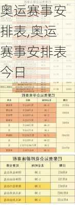 奥运赛事安排表,奥运赛事安排表今日