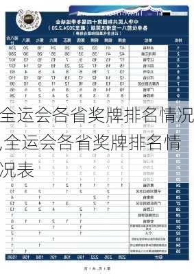 全运会各省奖牌排名情况,全运会各省奖牌排名情况表
